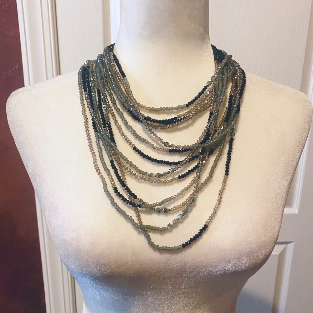 NWT Rush Crystal Necklace Grey, Black and Black Diamond Color